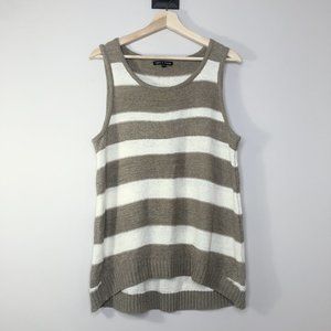Cable & Gauge Tan & Ivory Striped Sweater - XL